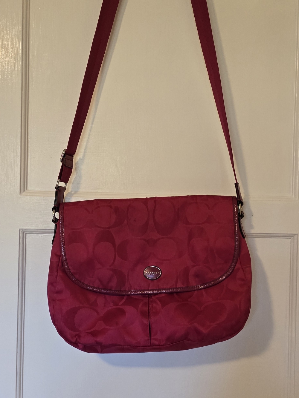 Coach Magenta Signature Jacquard Crossbody Bag